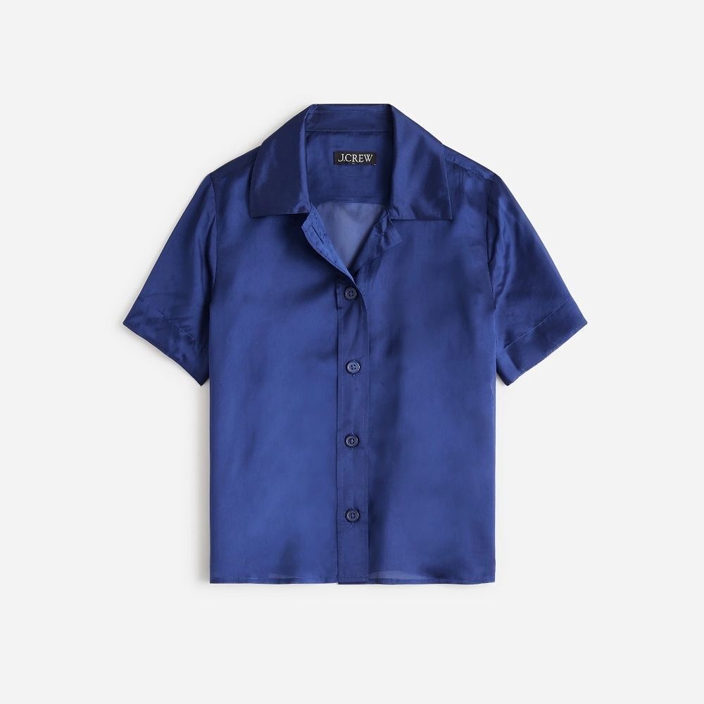 NWT J. Crew Gamine Button Down Shirt in Sheer Organza Blend Blue